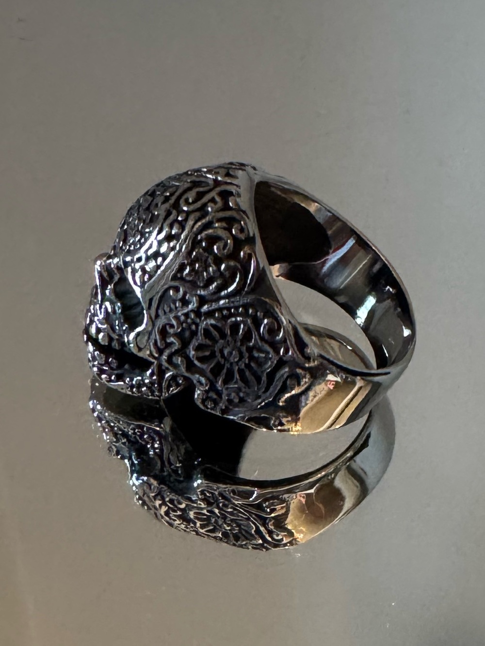 Sugar Skull Ring 316L Stainless Steel Gothic Biker Ring size 12 - Picture 9 of 12